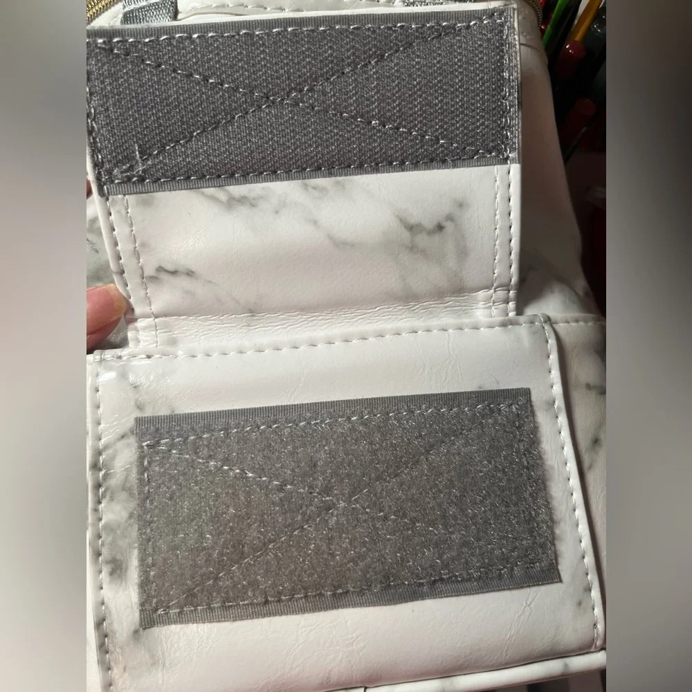 Marble Makeup Brush Bag with Gold Accents
